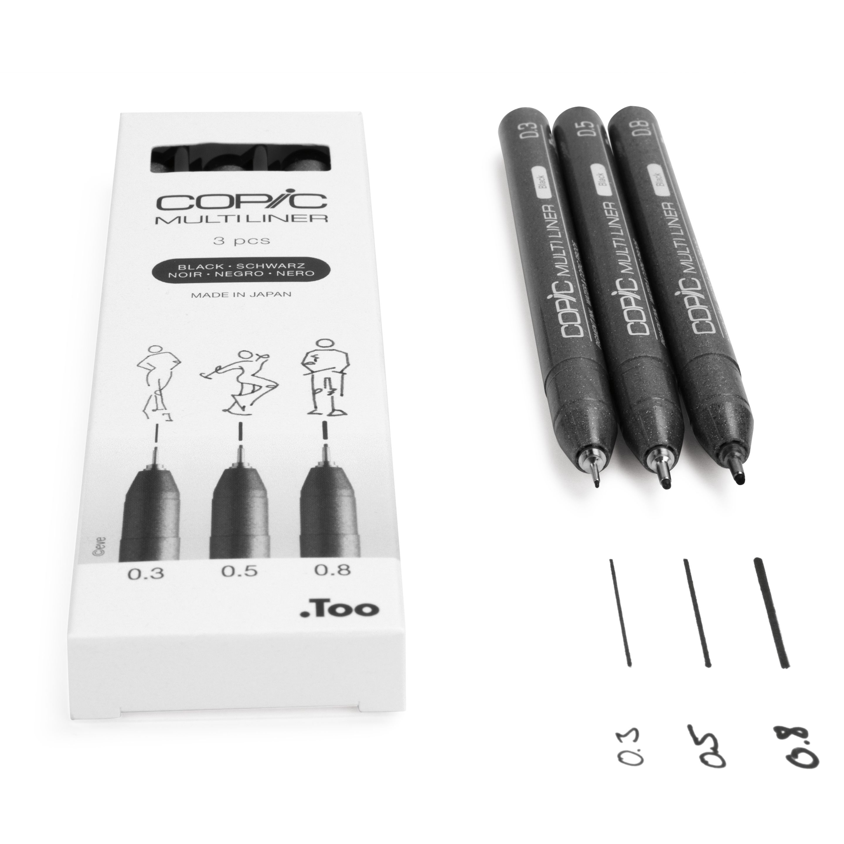 COPIC Multiliner Fineliner Set 0.3 + 0.5 + 0.8 mm 3 St. Schwarz
