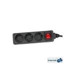InLine® Steckdosenleiste, 3-fach Schutzkontakt, mit Schalter, 3m, schwarz (16433S)