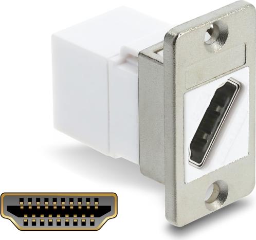 Delock Panel Mount HDMI Buchse zu diagonal 8K 60 Hz silber weiß (91101)