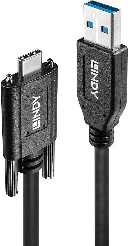 Lindy USB 3.1 A/C Kabel 1m, verschraubbar Sichere USB Typ C-Steckverbindung für industrielle Anwendungen (41879)