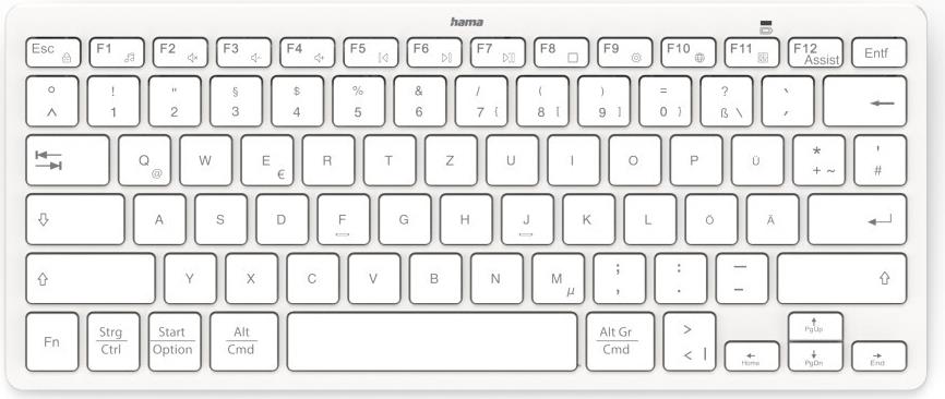 Hama Bluetooth®-Mini-Tastatur Travel 400 für Tablets, kabellos, WS, QWERTZ DE (00125133)