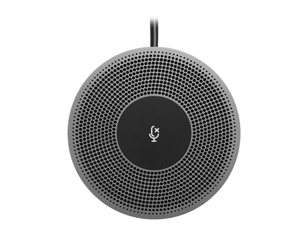 Logitech MeetUp Expansion Mic Konferenzmikrofon – Reichweite bis 4,2 m, Kabelgebunden, Schwarz/Grau
