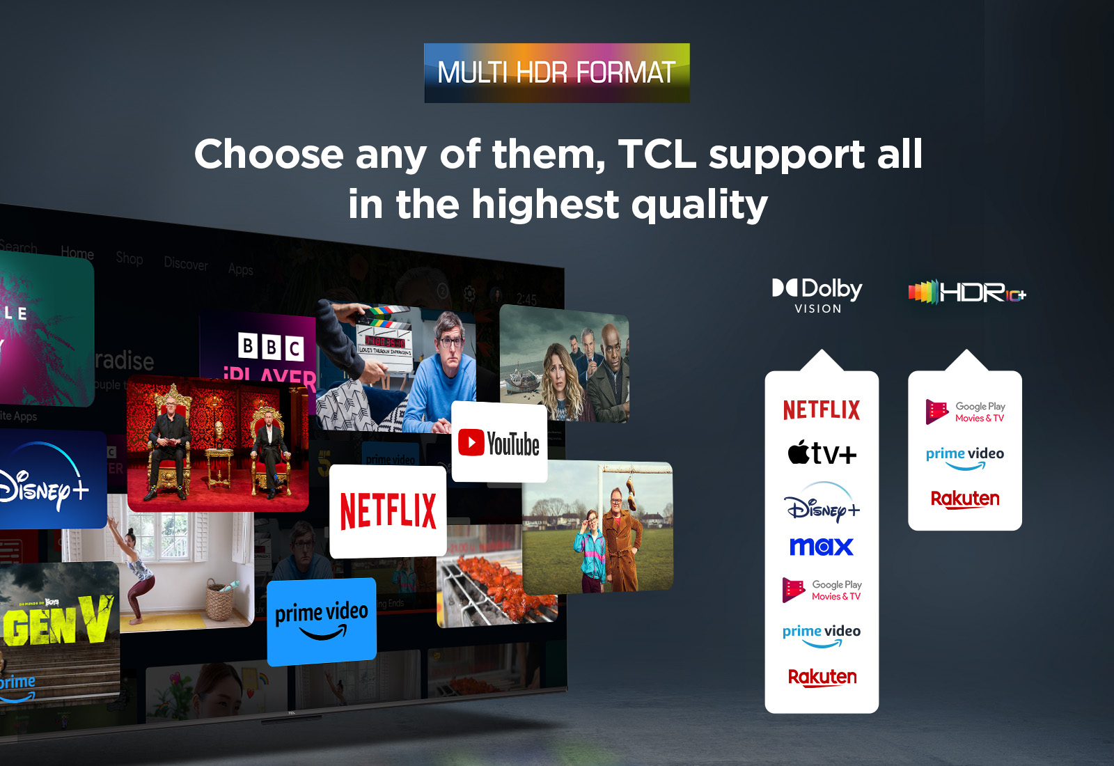 TCL 55V6C 55" 4K UHD Google TV HDMI 2.1 Dolby Vision HVA Metallisch