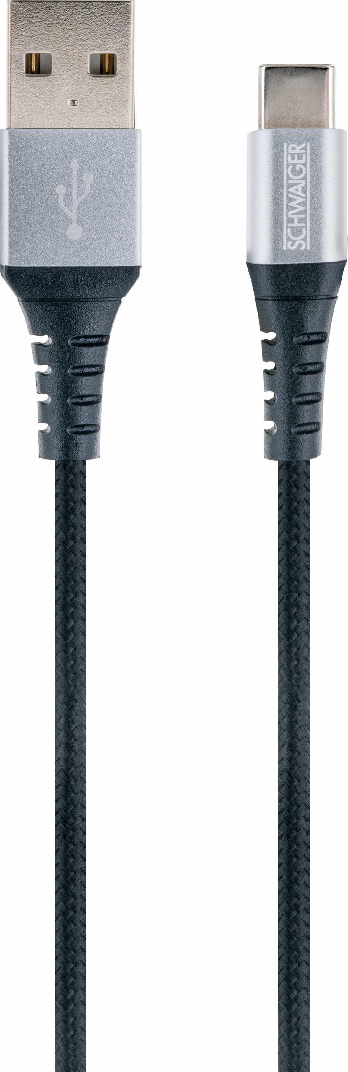 Schwaiger LKU 120 C USB Kabel 1,2 m 2.0 USB A USB C Schwarz - Silber (LKU120C533)