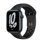 Apple Watch Nike Series 7 (GPS) - 45 mm - midnight aluminum - intelligente Uhr mit Nike Sportband - Flouroelastomer - anthrazit/schwarz - Bandgröße: S/M/L - 32GB - Wi-Fi, Bluetooth - 38,8 g (MKNC3FD/A)