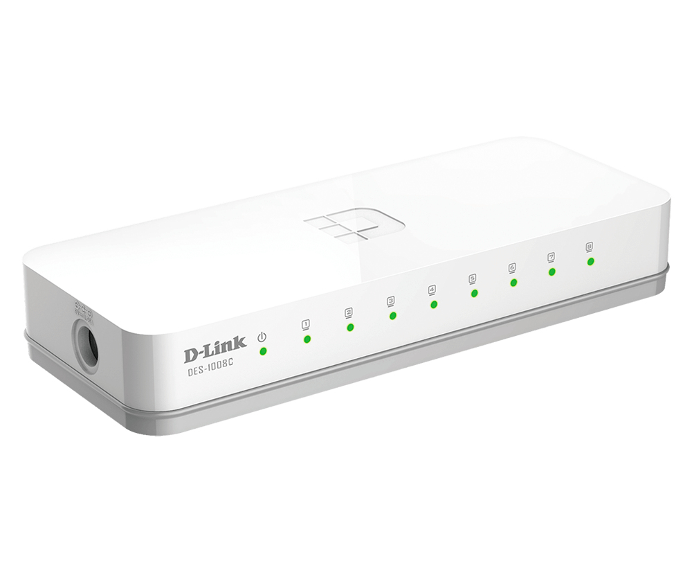 D-Link DES 1008C 8-Port Fast Ethernet Unmanaged Switch Weiß