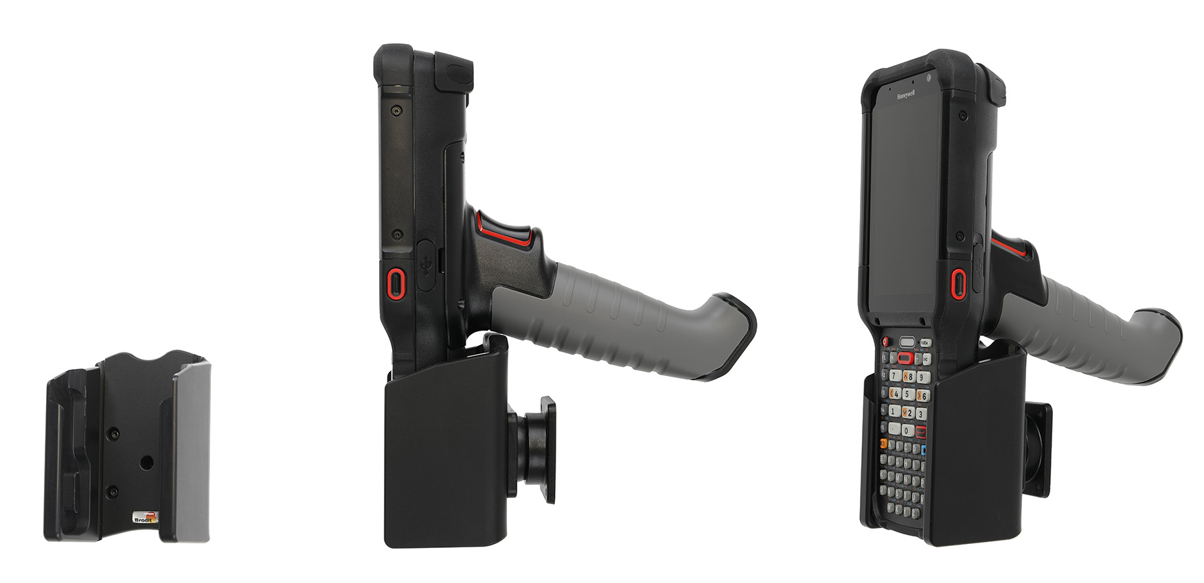 Brodit Passive Halterung mit Drehgelenk für Honeywell CK67, Schraubbefestigung, Schwarz