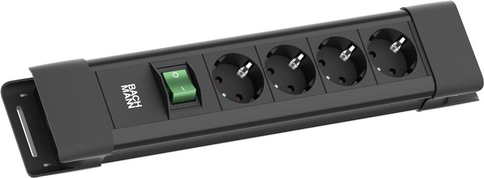 Bachmann CONNECTUS 4xCEE7/3 1xSchalter 2.0m CEE7/7 Schwarz (BM005913)