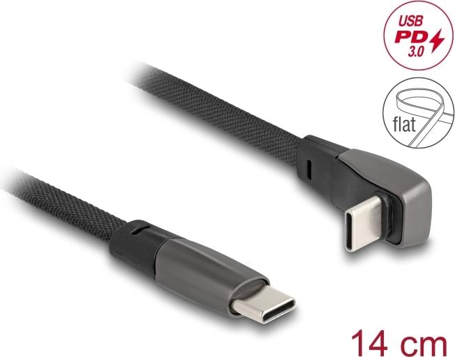 Delock USB 2.0 Flachbandkabel Type-C Stecker zu gewinkelt PD 3.0 60 (80750)