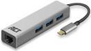 ACT Hub USB C 3.1 Gen1 (USB 3.0), 3 port, with 1 Gigabit network port, cable length 0.15m, aluminium housing USB-C - 3X USB-A, RJ45 GIGABIT (AC7055)