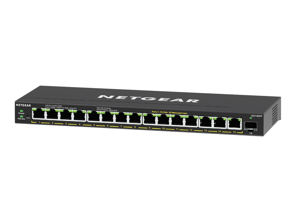 Netgear NETGEAR Plus GS316EPP 16-Port PoE+ Gigabit Switch Schwarz