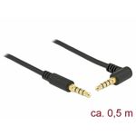 Delock Klinkenkabel 3,5 mm 4 Pin Stecker > Stecker gewinkelt 0,5 m schwarz (85607)