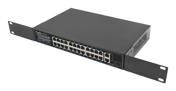 Lanberg RSFE-24P-2C-250 Unmanaged Switch 24x 100Mbit PoE+ 250W 19" Rack Schwarz