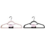 Peggy Perfect Kleiderbügel "Samtbügel" mit Steg, 6er Pack extra soft durch Kunststoffbeflockung, Haken aus Metall, - 1 Stück (90166)