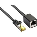 RJ45 Patchkabelverlängerung mitCat.7 Rohkabel und Rastnasenschutz (RNS®), S/FTP, PiMF, halogenfrei, 600MHz, OFC, schwarz, 2m, Good Connections® (8070VR-020S)