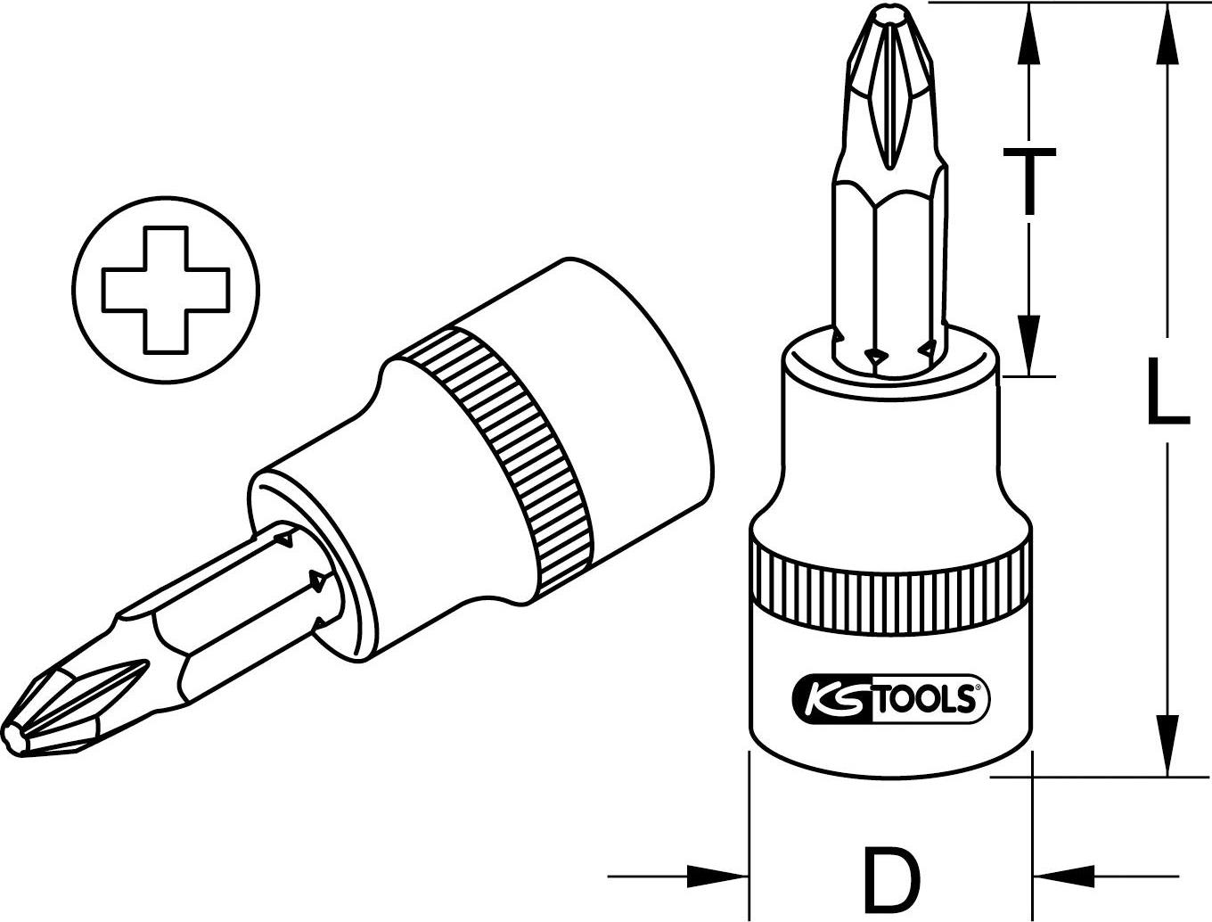 KS TOOLS 1/2" Bit-Stecknuss, PH3 (917.1399)