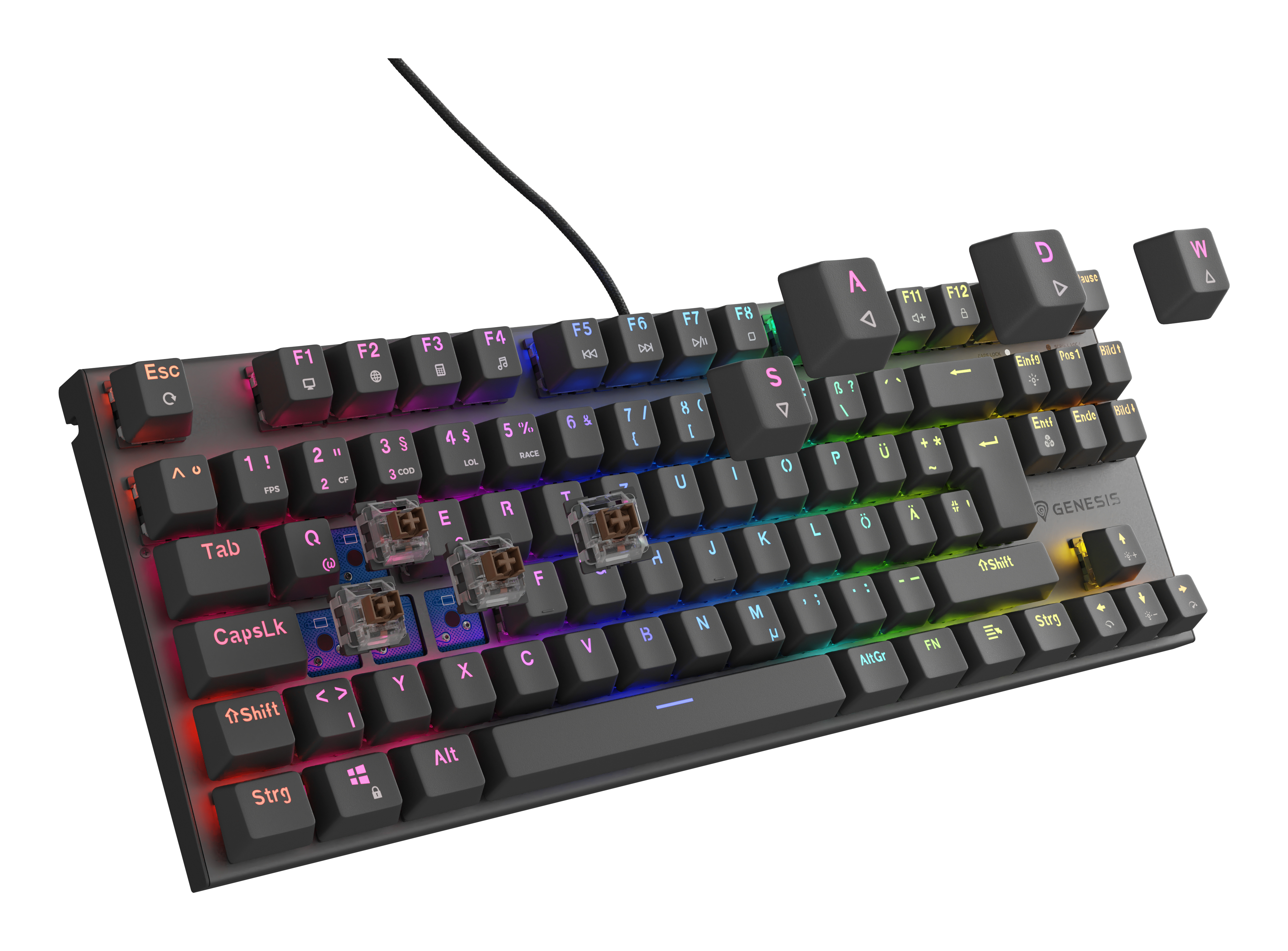 Genesis Thor 303 TKL Gaming Tastatur QWERTZ RGB-LED Schwarz