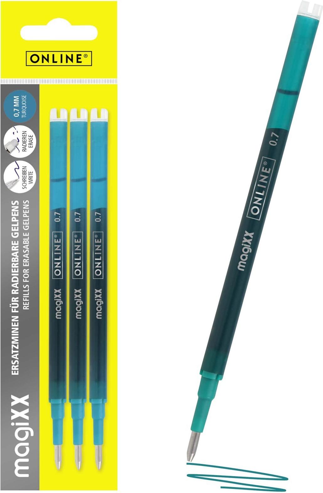 ONLINE magiXX Gelschreiberminen türkis 0,7 mm 3 St. (40164/3)
