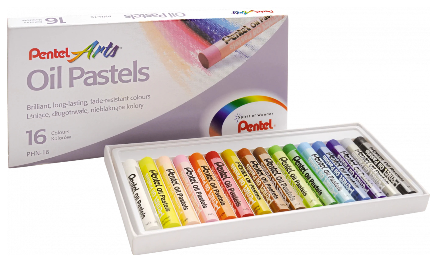 PentelArts Ölpastellkreide PHN4-16, 16er Kunststoff-Etui, Mehrfarbig