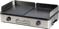 DOMO BBQ Genius Elektro Tischgrill Antihaftbeschichtung, Kontrollleuchte, mit Windschutz Schwarz, Edelstahl (DO9259G)