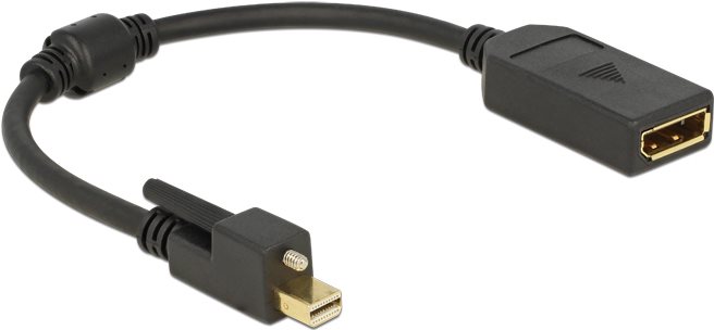 Delock Adapter mini DisplayPort 1.2 Stecker mit Schraube > DisplayPort Buchse 4K schwarz (62638)