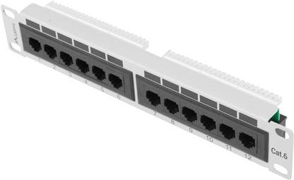 Lanberg Patchpanel 12-Port 1U 25,40cm (10") Cat. 6 UTP grau (PPU6-9012-S)