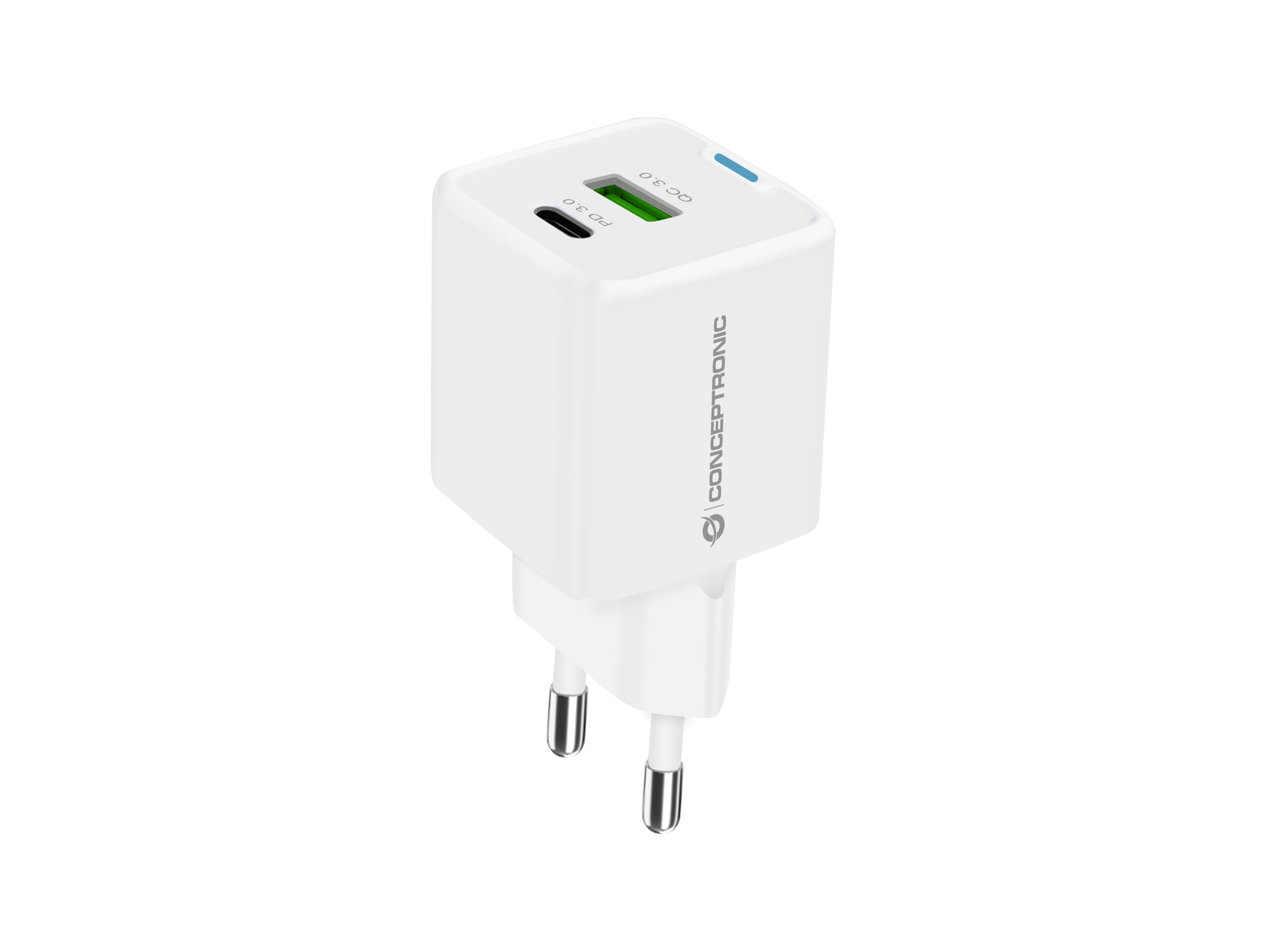 Conceptronic ALTHEA16W Ladegerät 33W 2-Port GaN USB-C USB-A Weiß