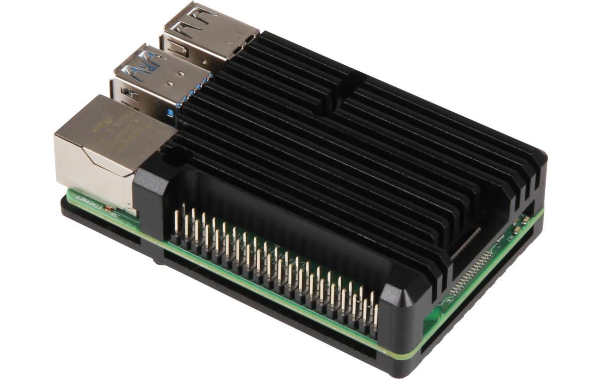 Joy-iT Armor Case Block Aluminiumgehäuse für Raspberry Pi 4 B Schwarz