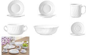 Esmeyer Arcoroc Suppenobertasse TRIANON, 0,32 l, weiß aus Hartglas, spülmaschinengeeignet, mit zwei Henkeln - 6 Stück (441-013)