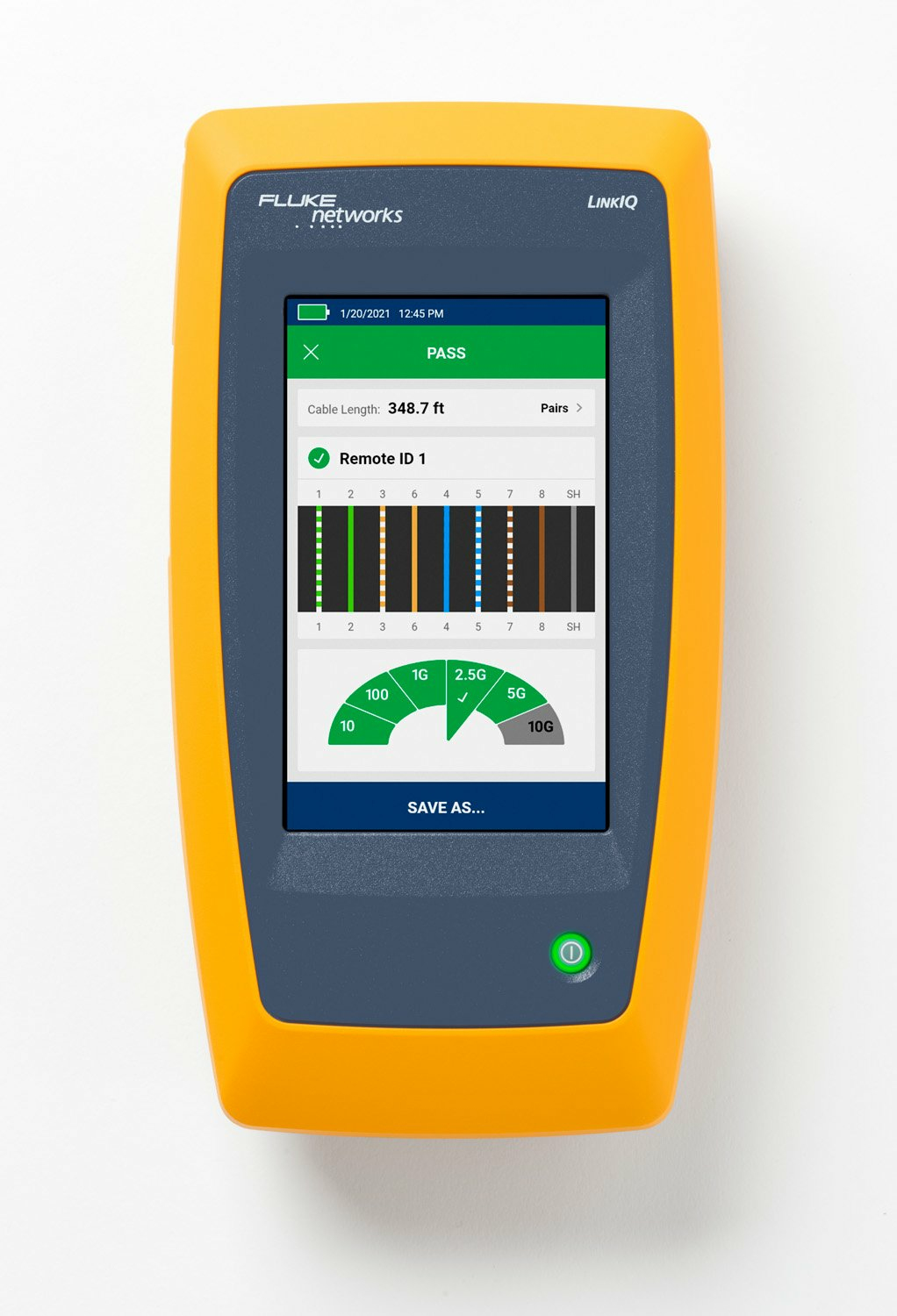 Fluke LIQ-100-IE Verdrilltes Doppelkabelprüfgerät RJ-45 USB Gelb Grau