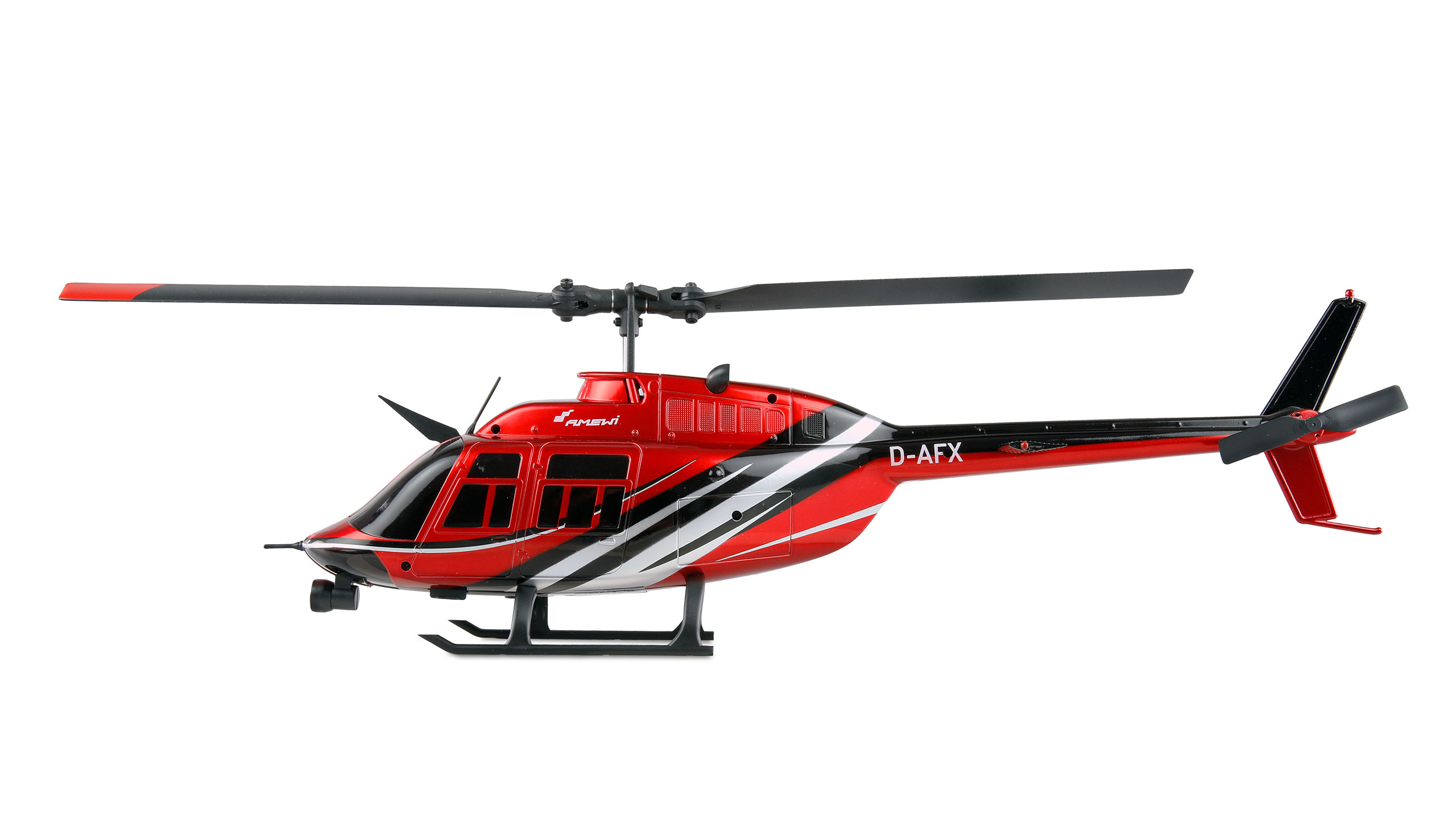 Amewi Bell 206 Jet Ranger 6-Kanal 6G RTF Modellhubschrauber Schwarz, Rot
