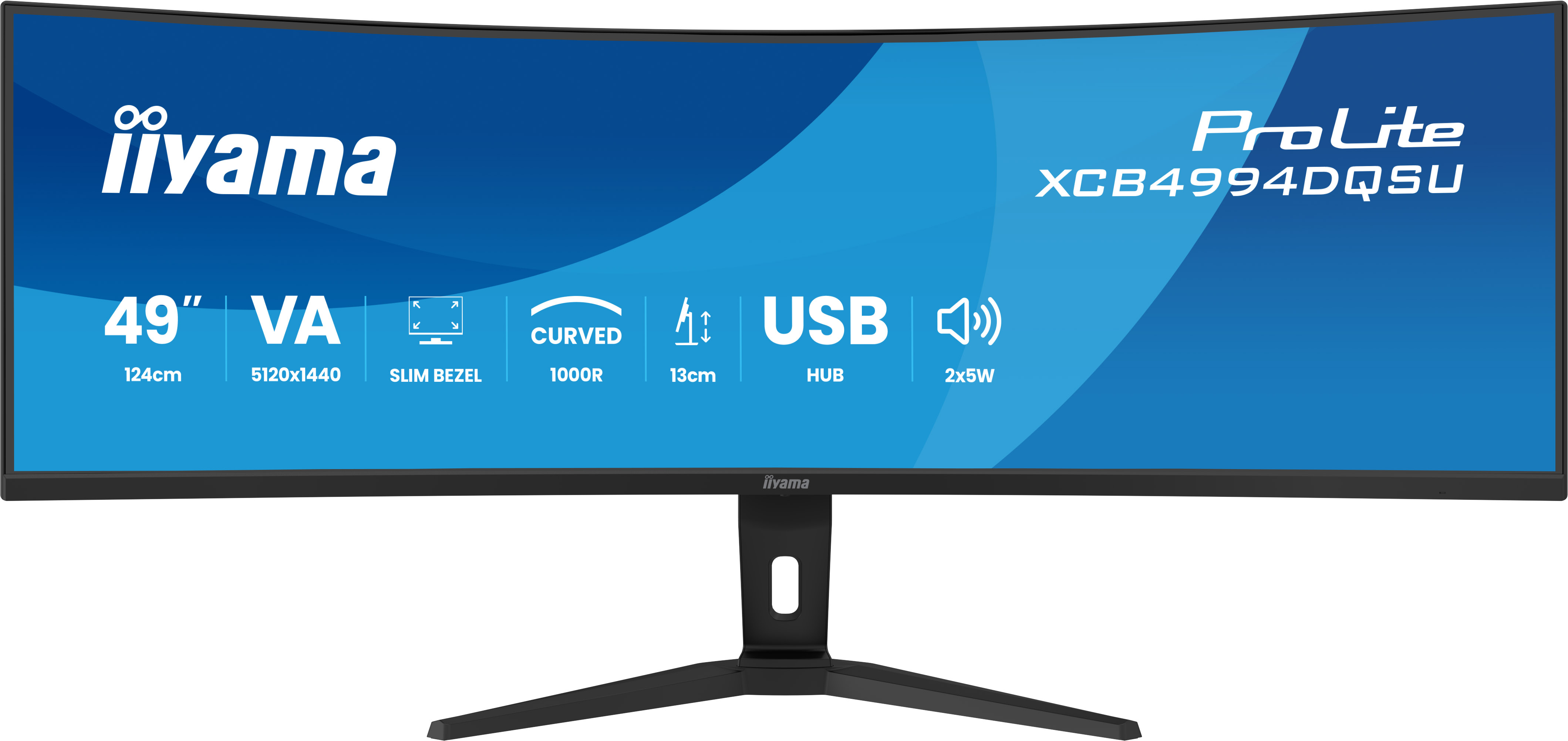 Iiyama ProLite XCB4994DQSU-B1 49" Monitor 5120 x 1440 32:9 VA 120 Hz Schwarz