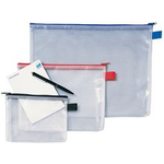 REXEL Reißverschlusstasche Mesh Bags, DIN A5, PVC, schwarz mit verstärkten Fäden, transparent, schwer entflammbar (1300257)