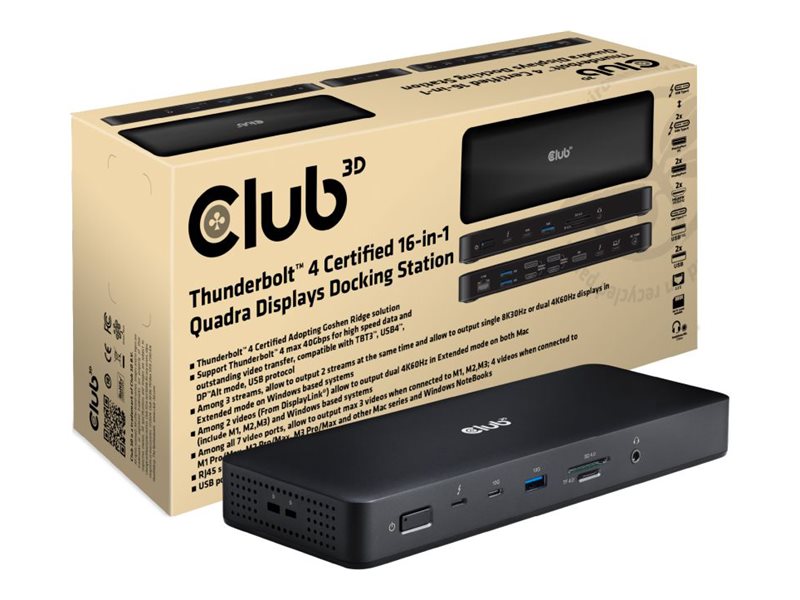 Club 3D 16-in-1 Thunderbolt 4 Dockingstation Schwarz