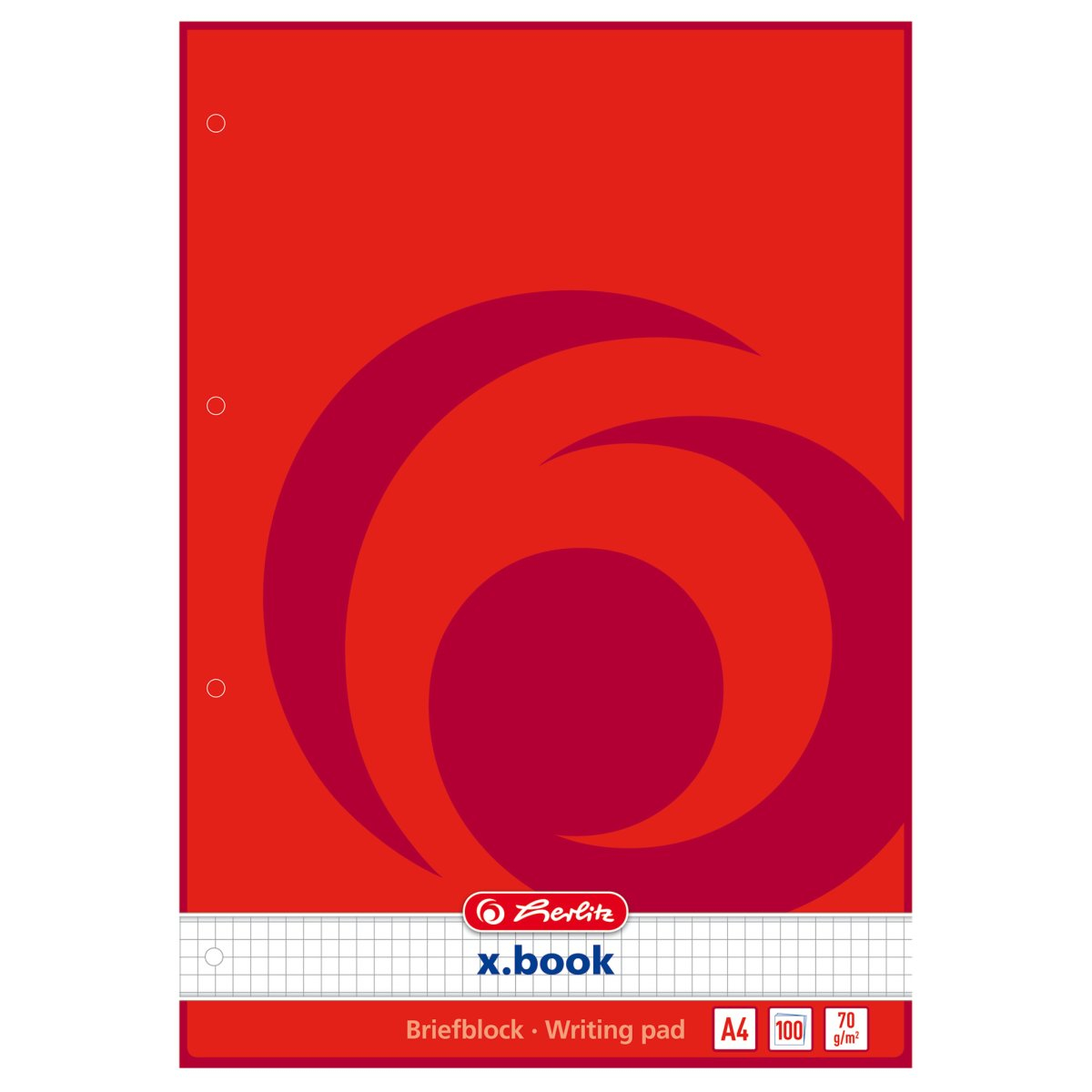 Herlitz 733436 Notizbuch A4 100 Blätter Kariert 70 g/m² Rot/Weiß
