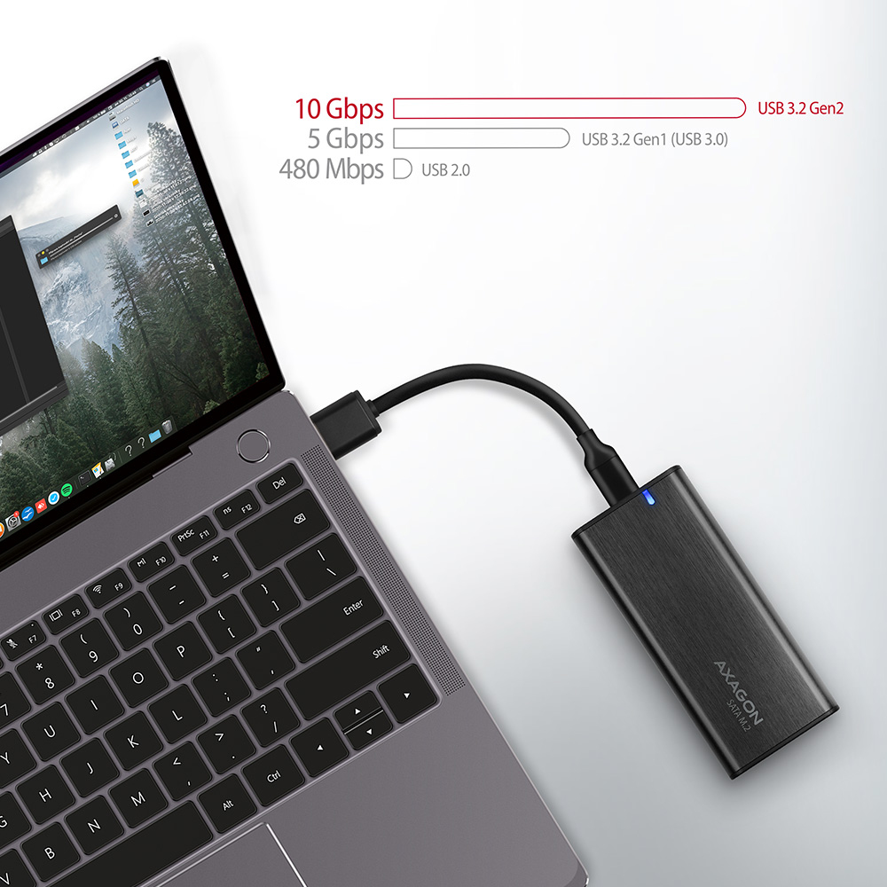AXAGON EEM2-SBC externes Gehäuse für M.2 SSDs USB-C 3.2 Gen 2 Schwarz