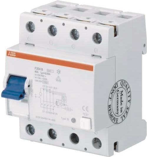 ABB STOTZ-KONTAKT FI-Schutzschalter 4P,TypB+,40A,30mA F204B+40/0,03 (2CSF204701R1400)
