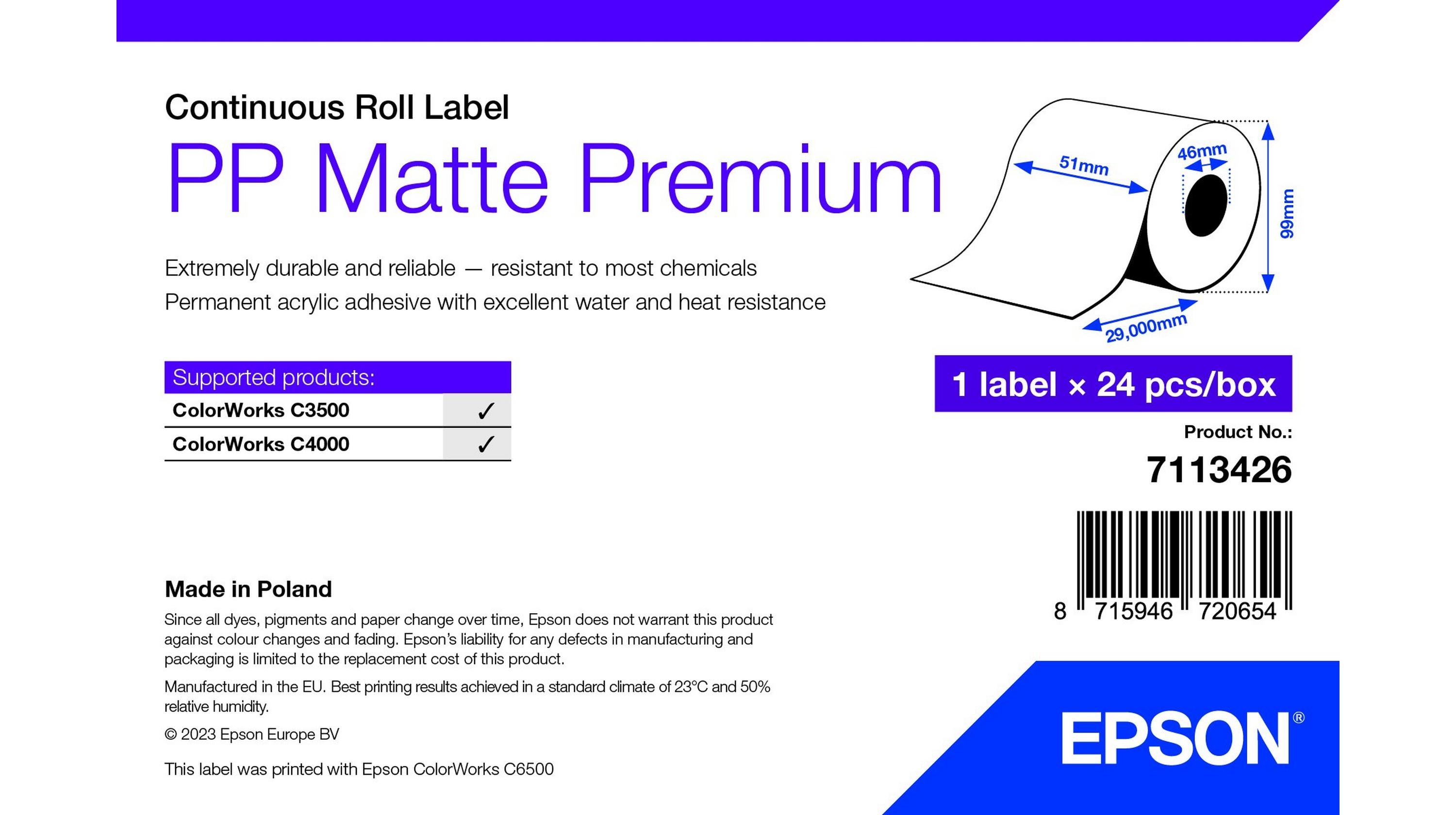 Epson Premium Endlosetiketten 51 mm x 29 m Weiß