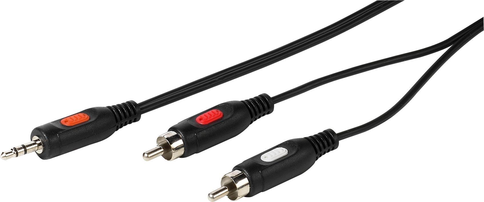 Vivanco Adapterkabel, a) von 2x Cinch-Stecker, b) auf 1x Klinkenstecker 3,5mm, stereo, 5 Meter (46032)