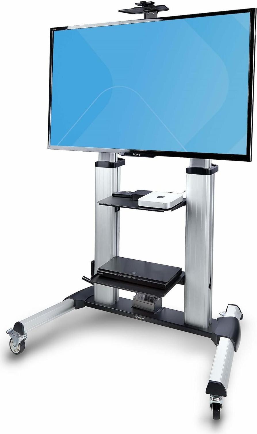 StarTech.com 1110C-MOBILE-TV-CART Mobiler TV-Wagen 60-100" 100 kg Schwarz, Silber