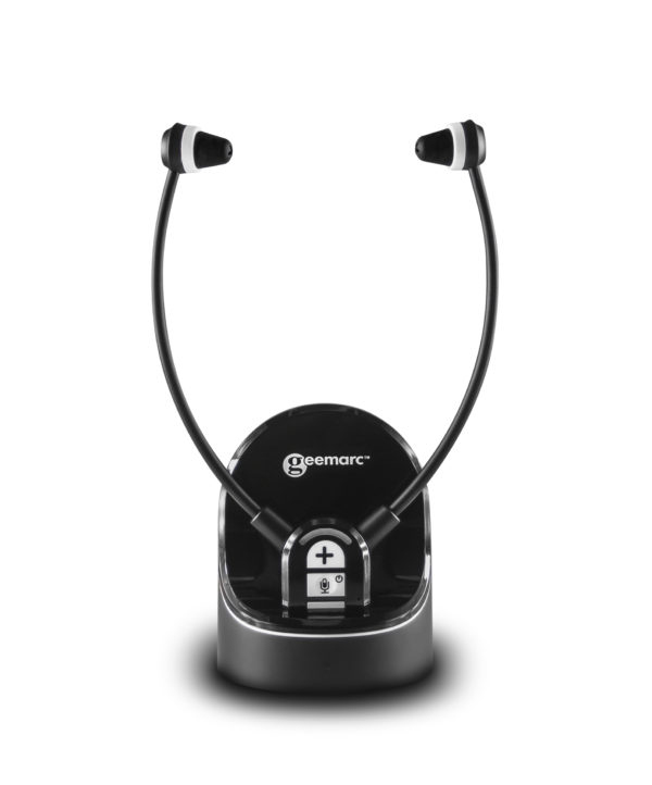 Geemarc CL7370 Funk-Kinnbügelkopfhörer mit Mikrofon Nackenband Schwarz