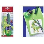 FABER-CASTELL Schreibset Dino Jumbo, grün, 3-teilig Minenstärke: ca. 3 mm, ergonomische Dreikantform, - 1 Stück (111529)