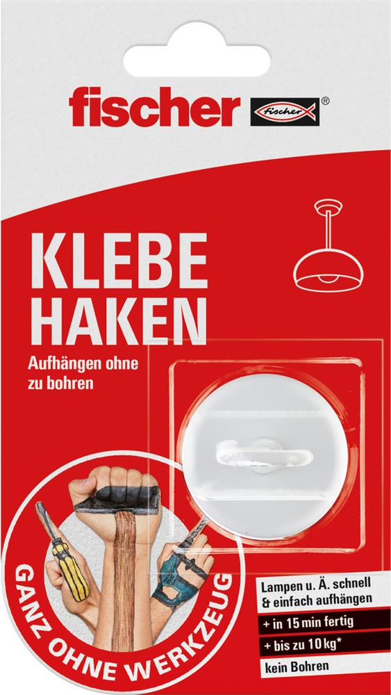 Fischer Klebehaken, Halterung. Unterstützung von Positionierung: Indoor, Produkttyp: Universalhaken, Produktfarbe: Weiß. Gewicht: 4 g. Menge pro Packung: 1 Stück(e) (545950)