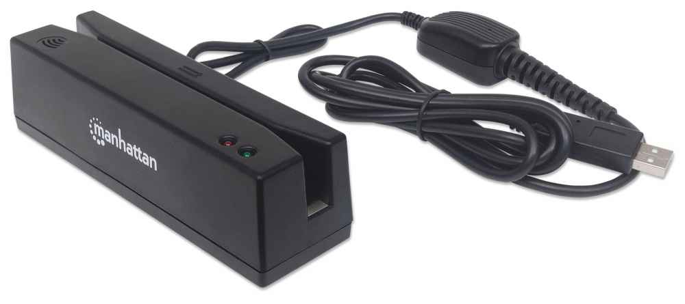 Manhattan Magnetic Strip Card Reader USB 3-Spur Schwarz