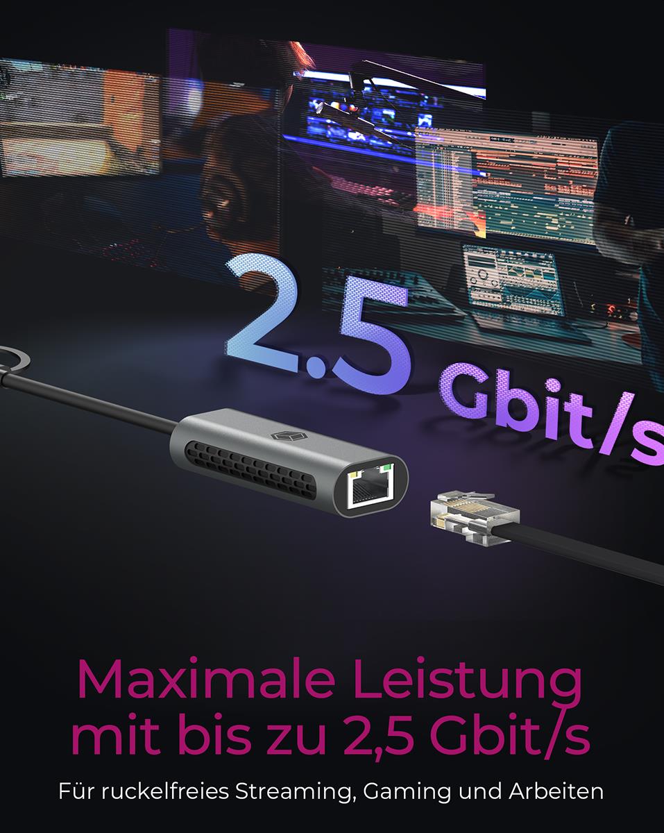 ICY BOX IB-LAN301-C3 Netzwerkadapter 2.5 Gbps Anthrazit