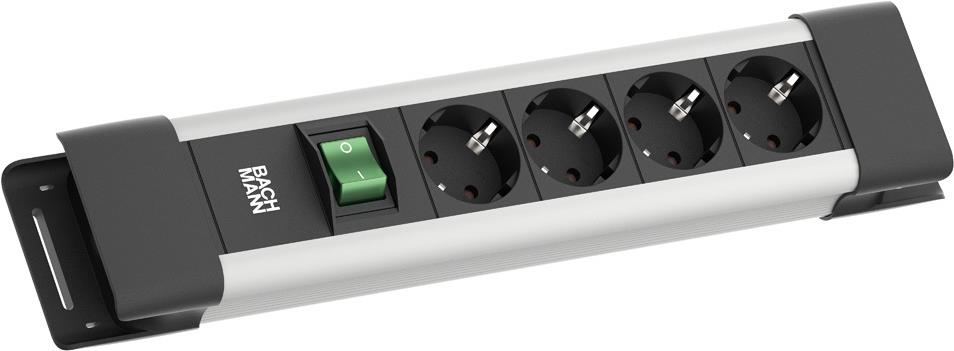 Bachmann CONNECTUS 4xCEE7/3 1xSchalter 2.0m CEE7/7 Grau (BM005906)