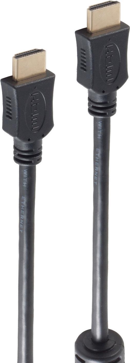 shiverpeaks ®-BASIC-S--HDMI A-Stecker auf HDMI A-Stecker, vergoldete Kontakte mit Ferrit, Full HD, ULTRA HD, 3D, HEAC, 5,0m (BS77475-FERRIT)