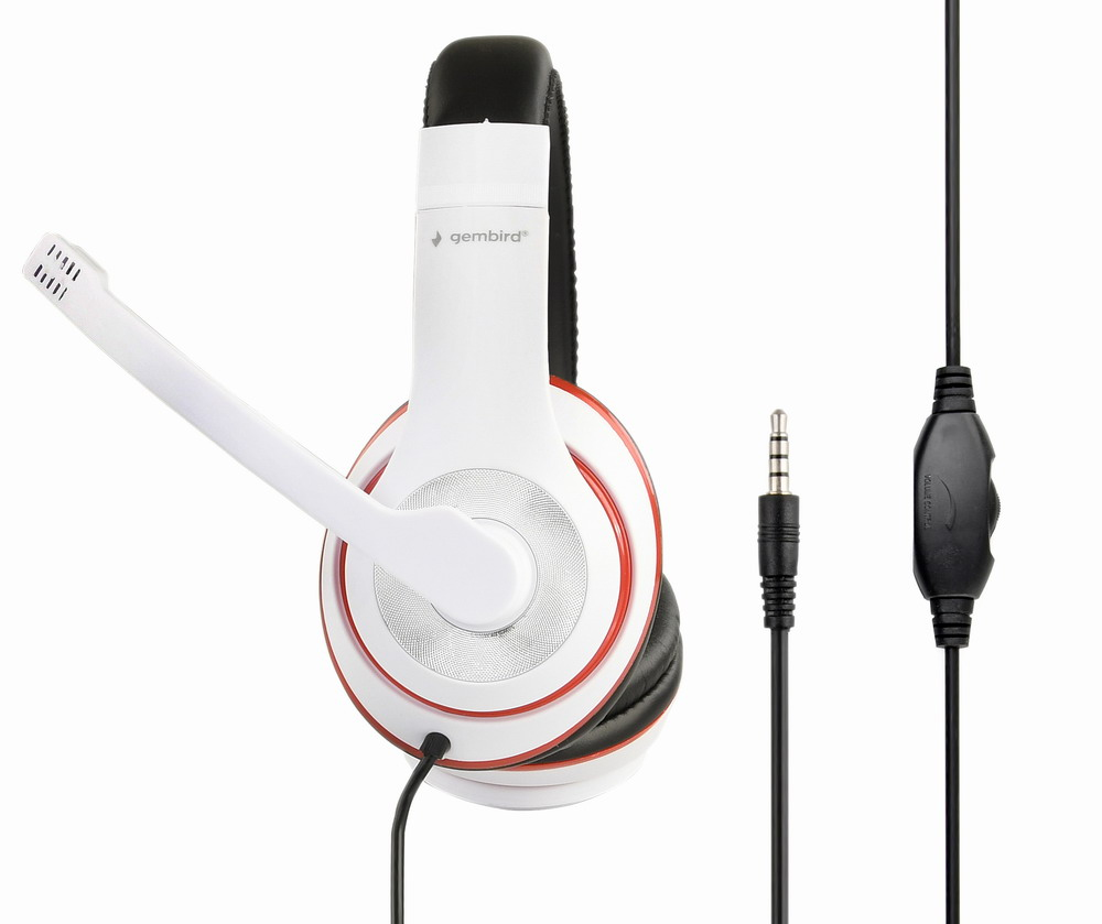 Gembird MHS-03-WTRDBK Headset kabelgebunden 3,5 mm 1,8 m Schwarz - Rot - Weiß
