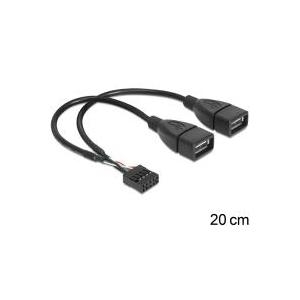 Delock USB Kabel Pin Header Buchse > 2 x USB 2.0 Typ-A Buchse 20 cm (83292)