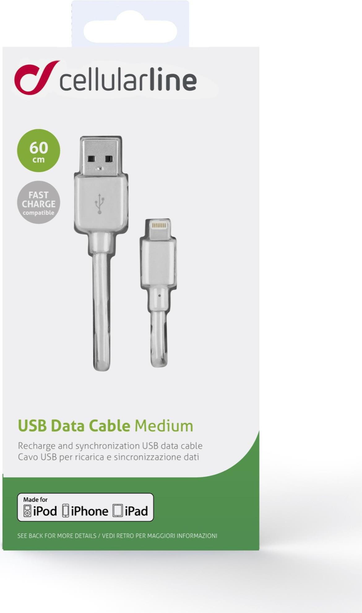 CELLULARLINE Lade- und Datenkabel 60cm USB Type-A auf Apple Lightning - Kabel - Digital/Daten
